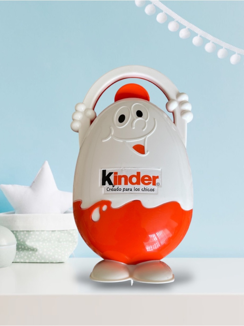 Vintage Kinder Surprise Egg Storage Container Plastic Toy Holder Orange White